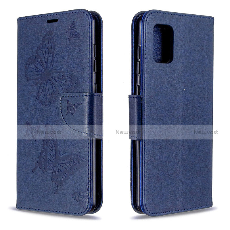 Leather Case Stands Flip Cover L03 Holder for Samsung Galaxy A31 Blue