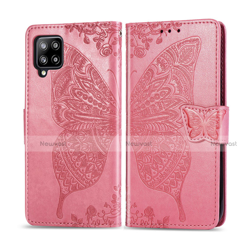 Leather Case Stands Flip Cover L03 Holder for Samsung Galaxy A42 5G Pink