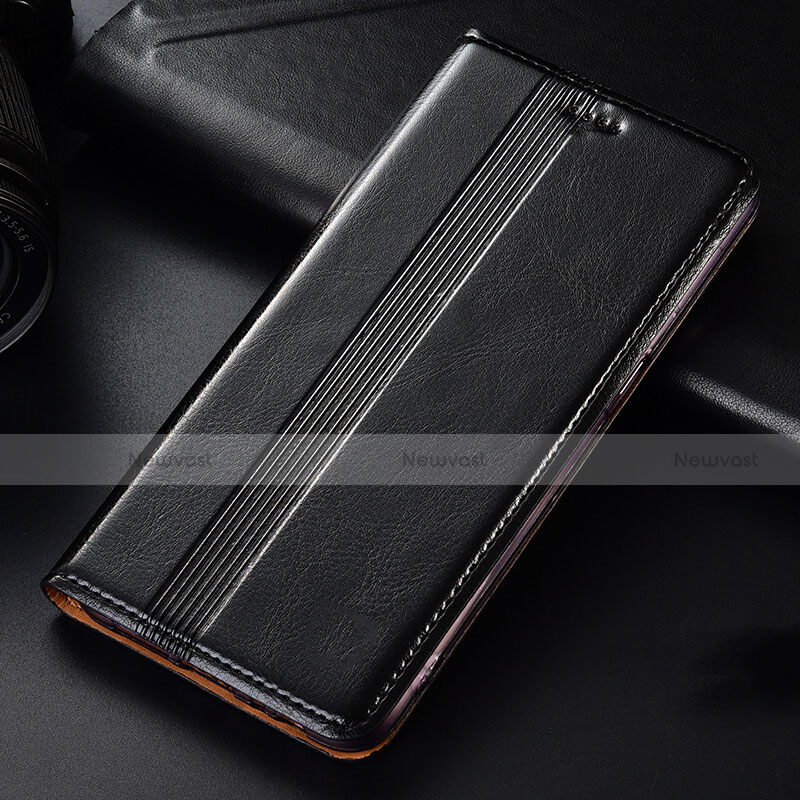 Leather Case Stands Flip Cover L03 Holder for Samsung Galaxy A81 Black