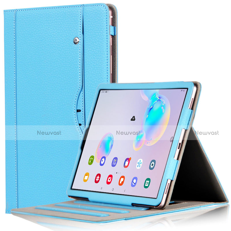 Leather Case Stands Flip Cover L03 Holder for Samsung Galaxy Tab S6 10.5 SM-T860 Sky Blue