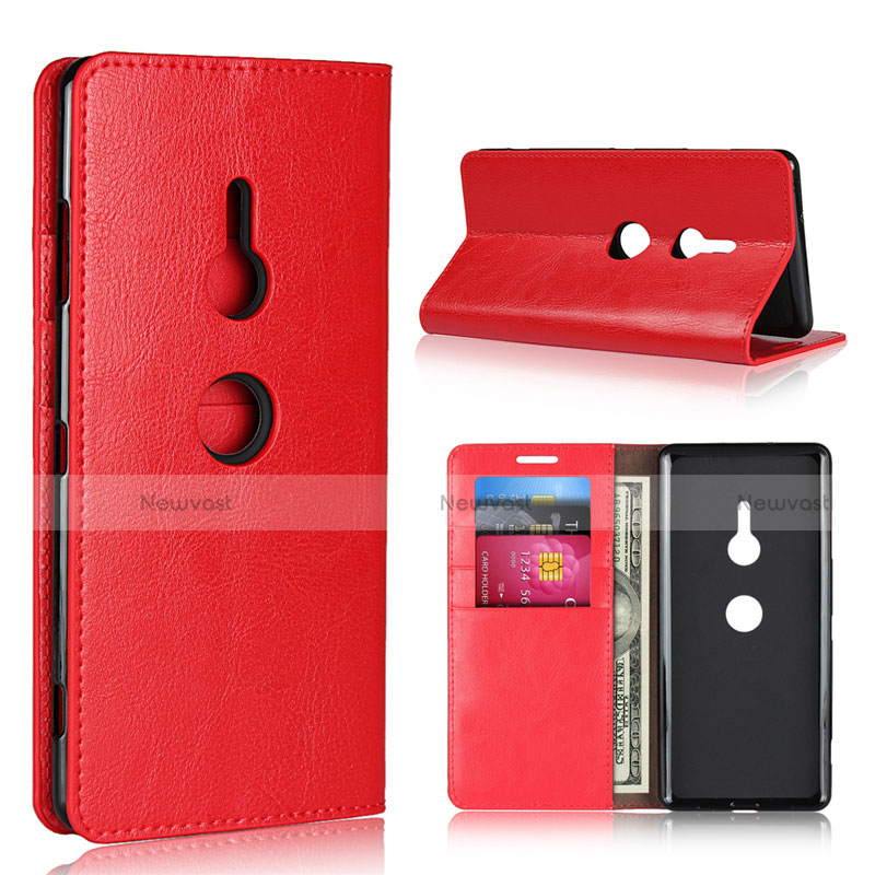 Leather Case Stands Flip Cover L03 Holder for Sony Xperia XZ3 Red