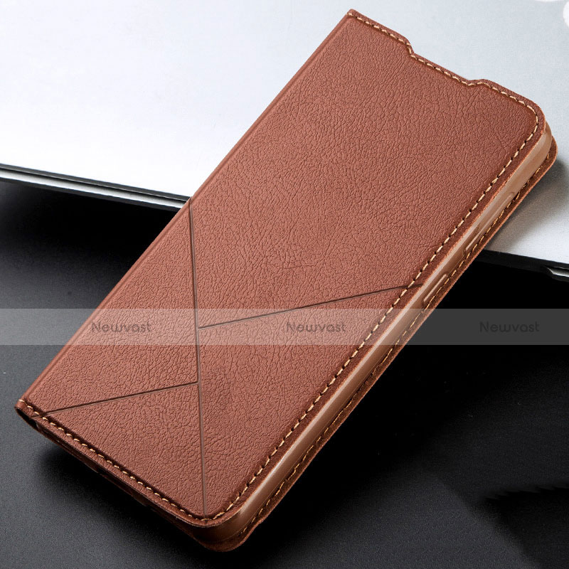 Leather Case Stands Flip Cover L03 Holder for Vivo S1 Pro Brown