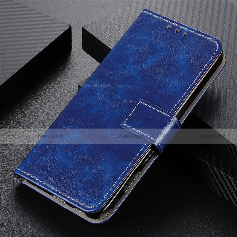 Leather Case Stands Flip Cover L03 Holder for Vivo Y12s Blue