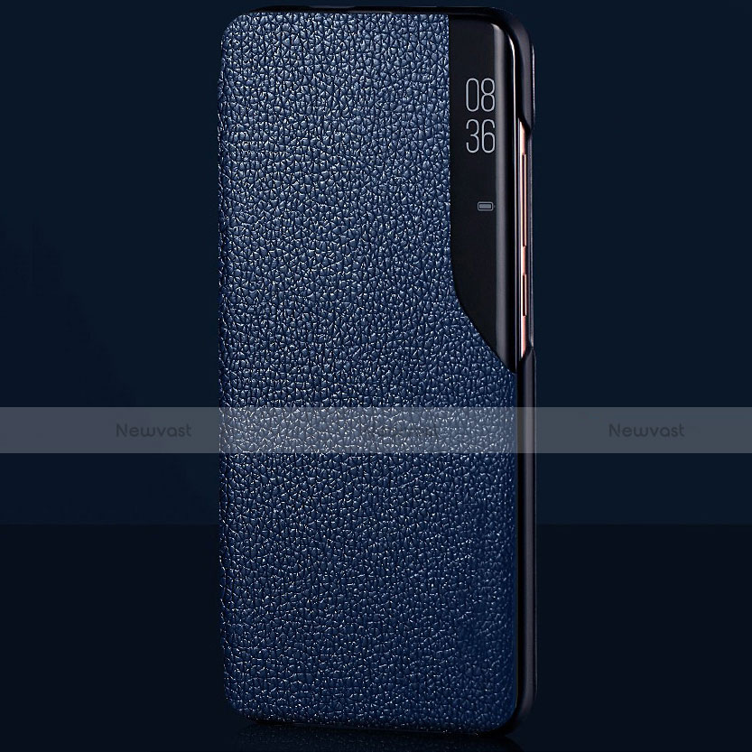 Leather Case Stands Flip Cover L03 Holder for Xiaomi Mi 10 Blue