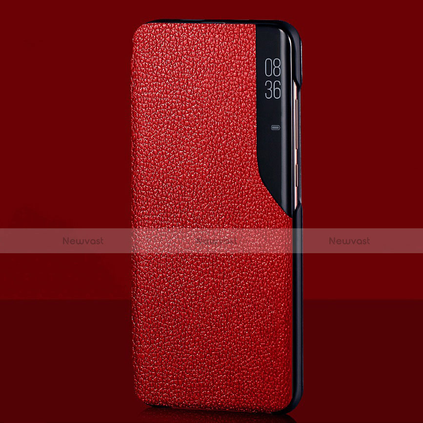 Leather Case Stands Flip Cover L03 Holder for Xiaomi Mi 10 Red