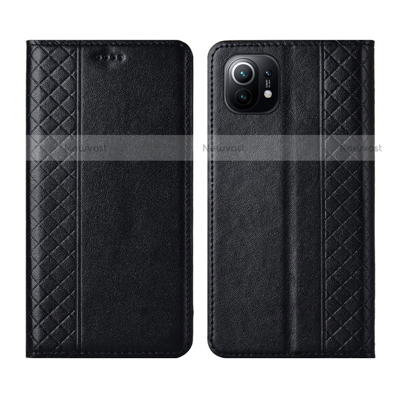 Leather Case Stands Flip Cover L03 Holder for Xiaomi Mi 11 Lite 5G Black