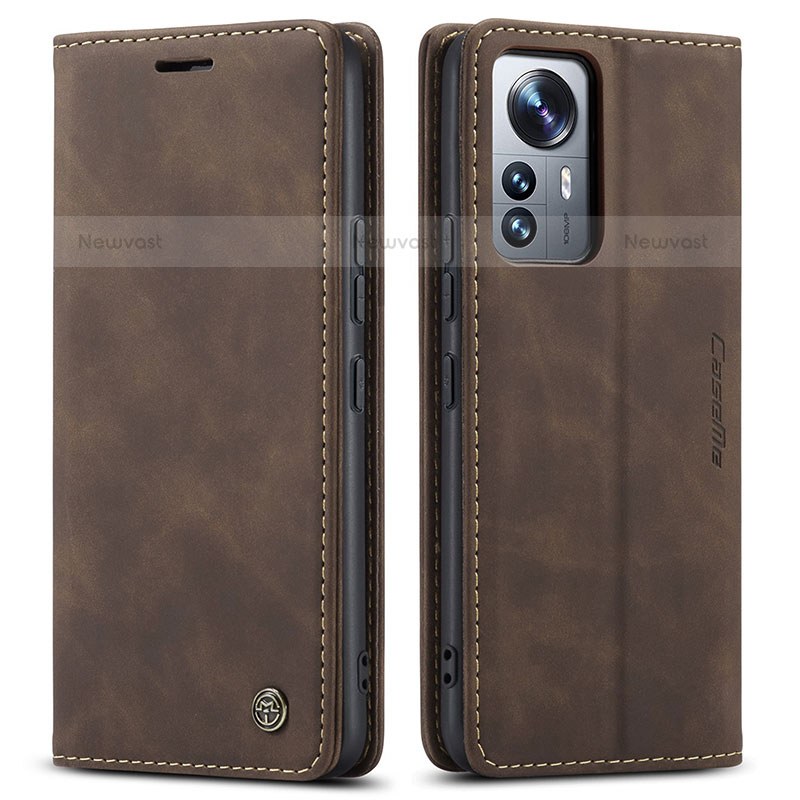 Leather Case Stands Flip Cover L03 Holder for Xiaomi Mi 12 Lite 5G Brown