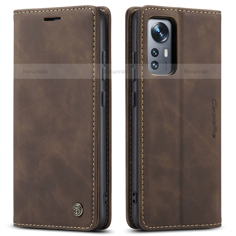 Leather Case Stands Flip Cover L03 Holder for Xiaomi Mi 12S 5G Brown