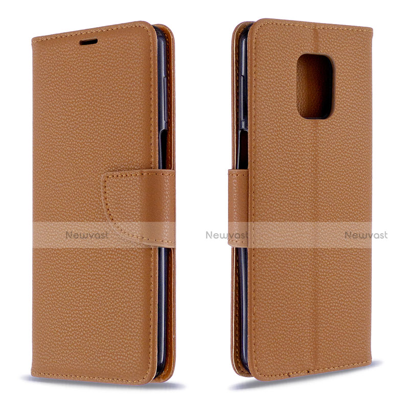 Leather Case Stands Flip Cover L03 Holder for Xiaomi Poco M2 Pro Brown