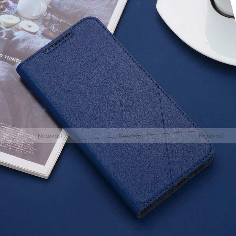 Leather Case Stands Flip Cover L03 Holder for Xiaomi Redmi 8 Blue