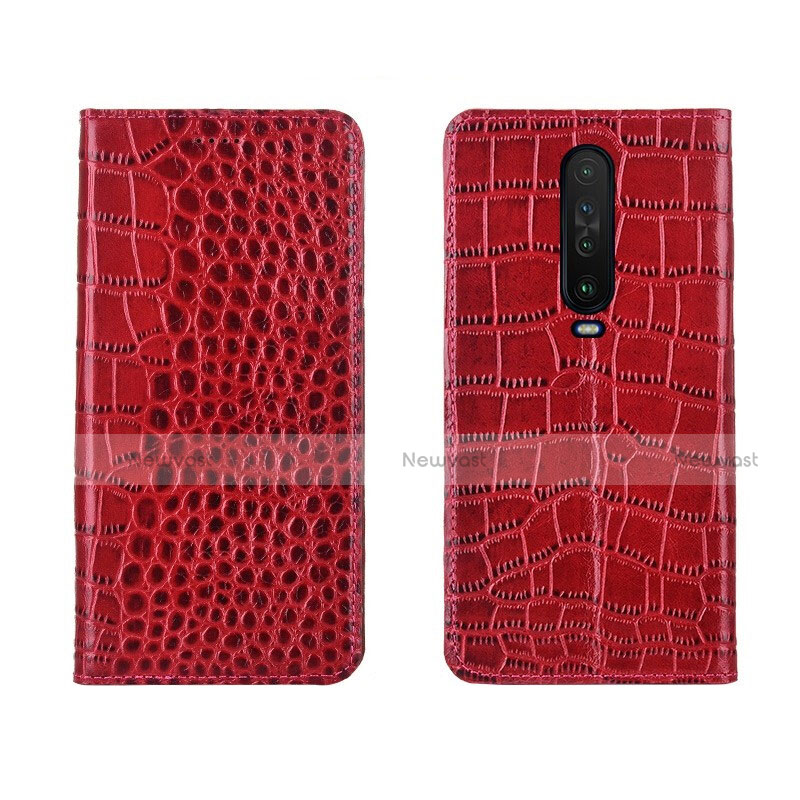 Leather Case Stands Flip Cover L03 Holder for Xiaomi Redmi K30 4G Red