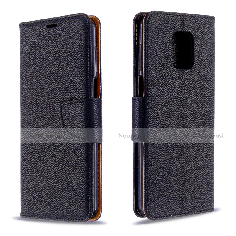 Leather Case Stands Flip Cover L03 Holder for Xiaomi Redmi Note 9 Pro Black