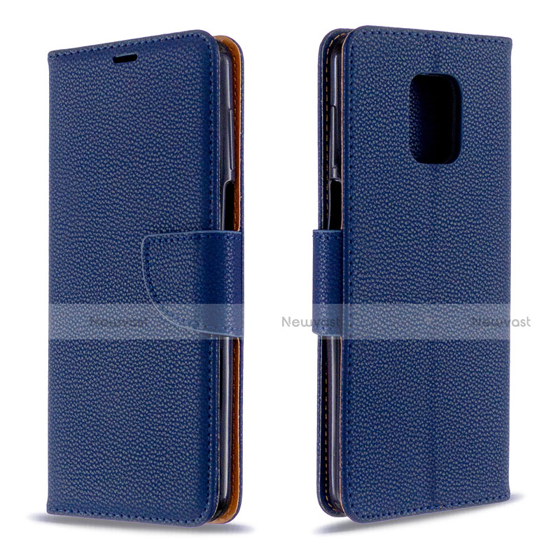 Leather Case Stands Flip Cover L03 Holder for Xiaomi Redmi Note 9S Blue