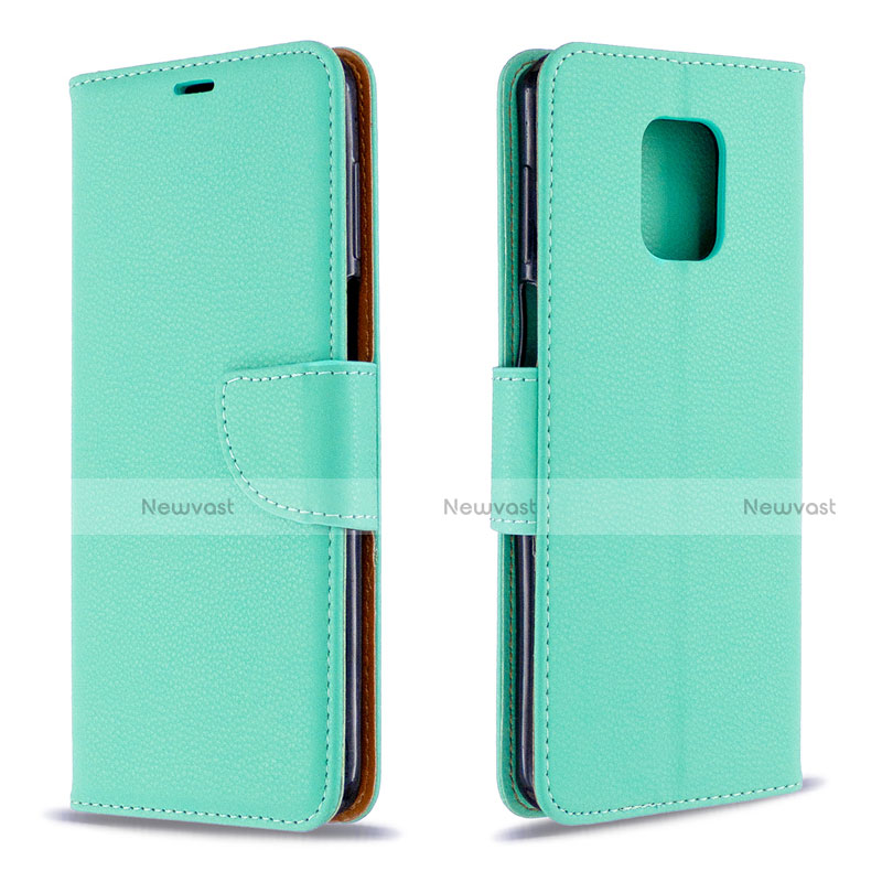 Leather Case Stands Flip Cover L03 Holder for Xiaomi Redmi Note 9S Green