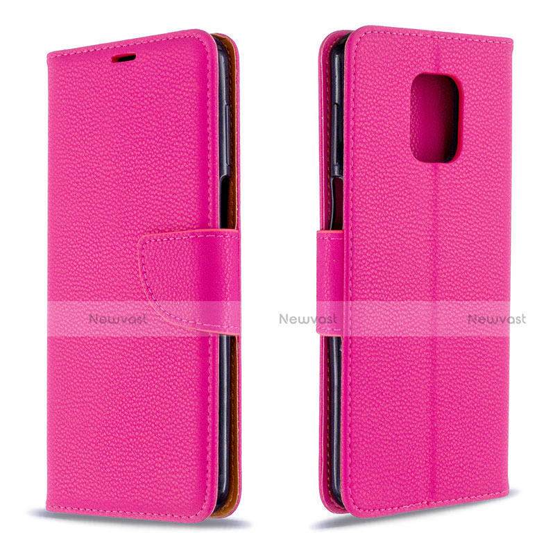 Leather Case Stands Flip Cover L03 Holder for Xiaomi Redmi Note 9S Hot Pink