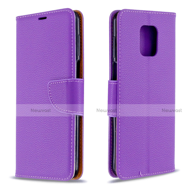 Leather Case Stands Flip Cover L03 Holder for Xiaomi Redmi Note 9S Purple