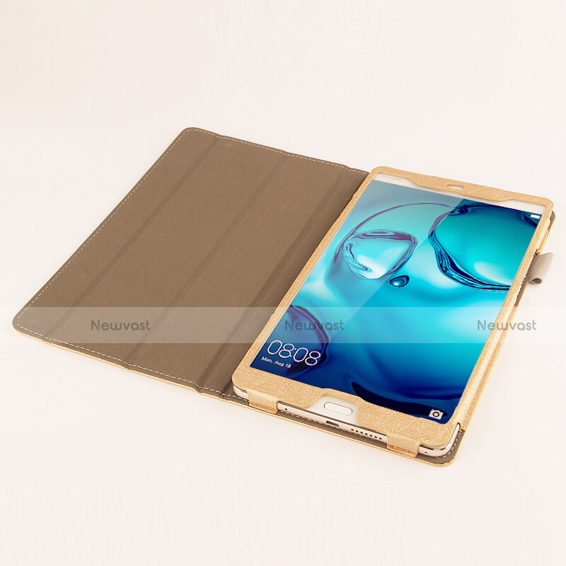 Leather Case Stands Flip Cover L04 for Huawei Mediapad M3 8.4 BTV-DL09 BTV-W09 Gold