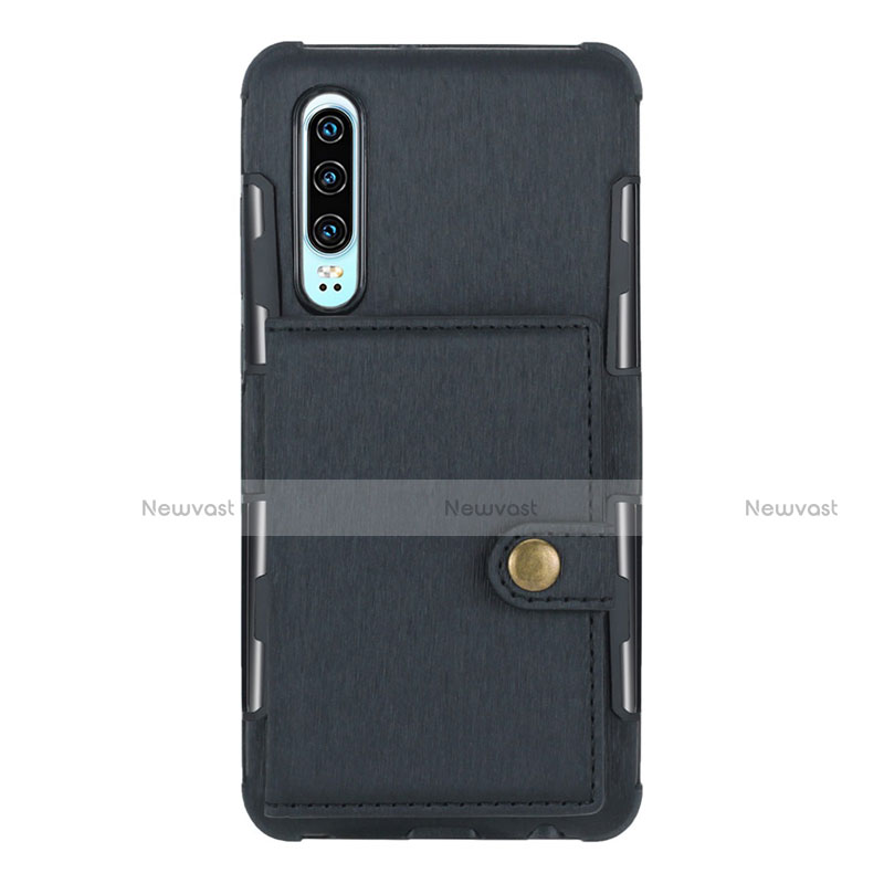 Leather Case Stands Flip Cover L04 for Huawei P30 Black