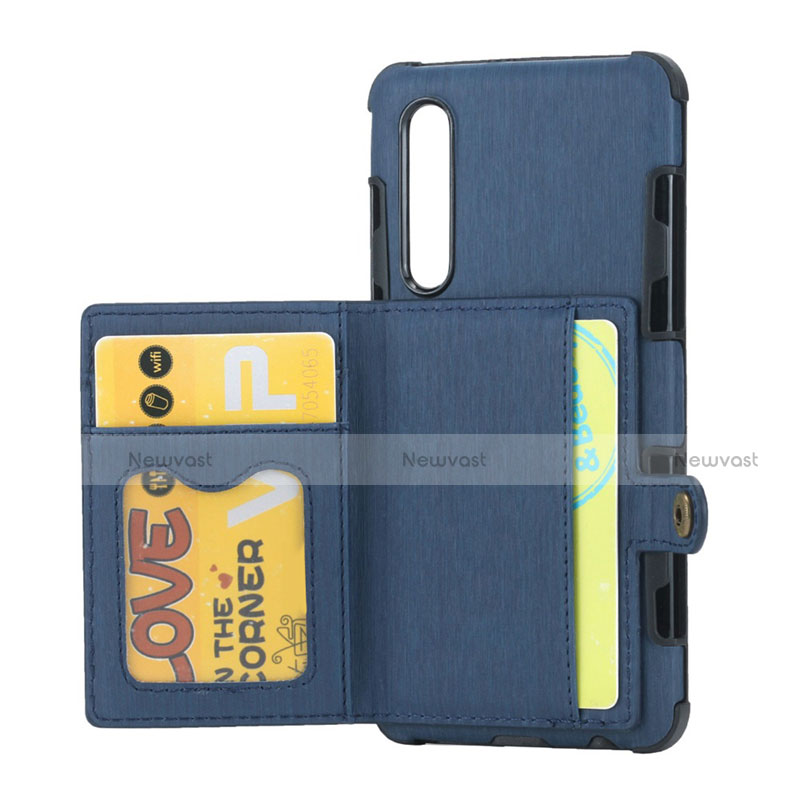 Leather Case Stands Flip Cover L04 for Huawei P30 Blue