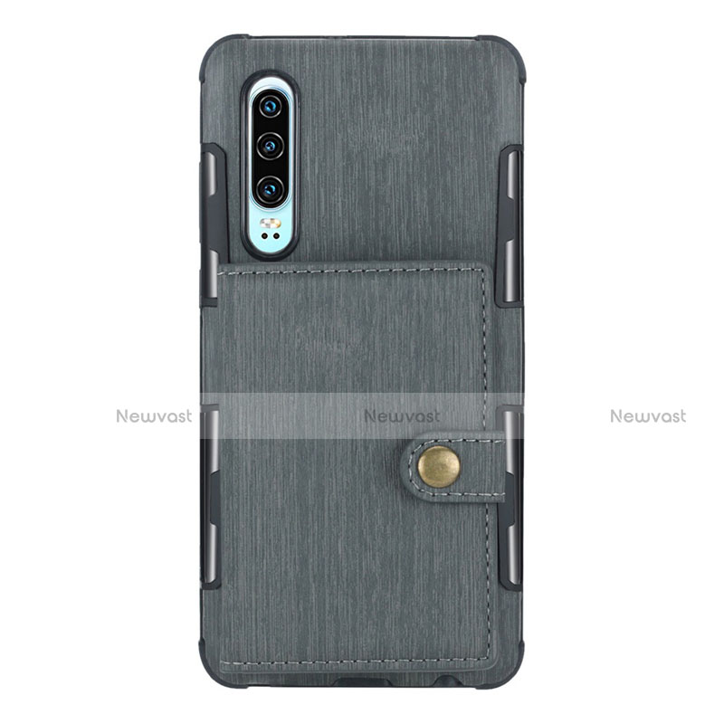 Leather Case Stands Flip Cover L04 for Huawei P30 Dark Gray