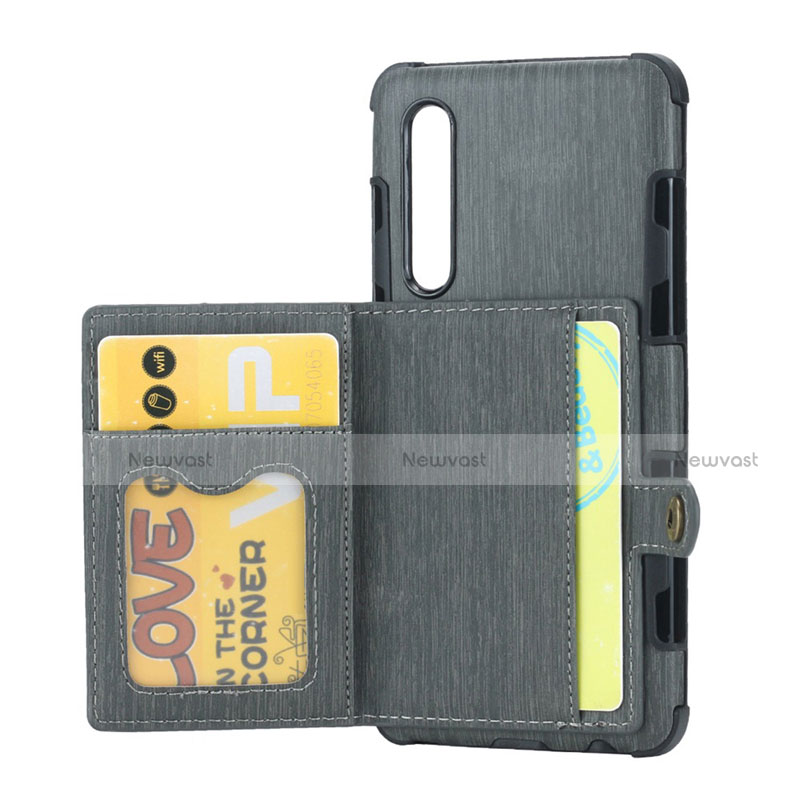 Leather Case Stands Flip Cover L04 for Huawei P30 Dark Gray