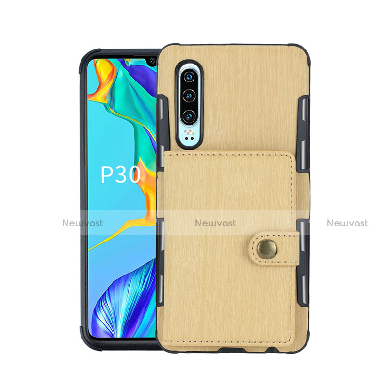 Leather Case Stands Flip Cover L04 for Huawei P30 Gold