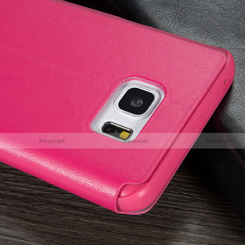 Leather Case Stands Flip Cover L04 for Samsung Galaxy Note 5 N9200 N920 N920F Hot Pink