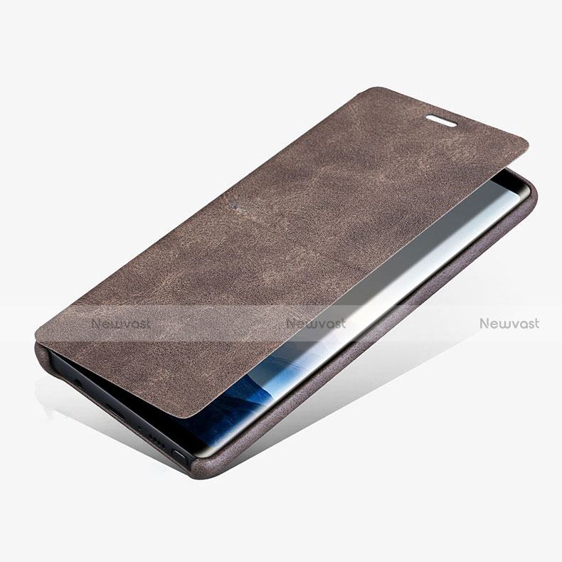 Leather Case Stands Flip Cover L04 for Samsung Galaxy Note 8 Brown