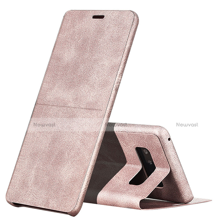 Leather Case Stands Flip Cover L04 for Samsung Galaxy Note 8 Duos N950F Pink