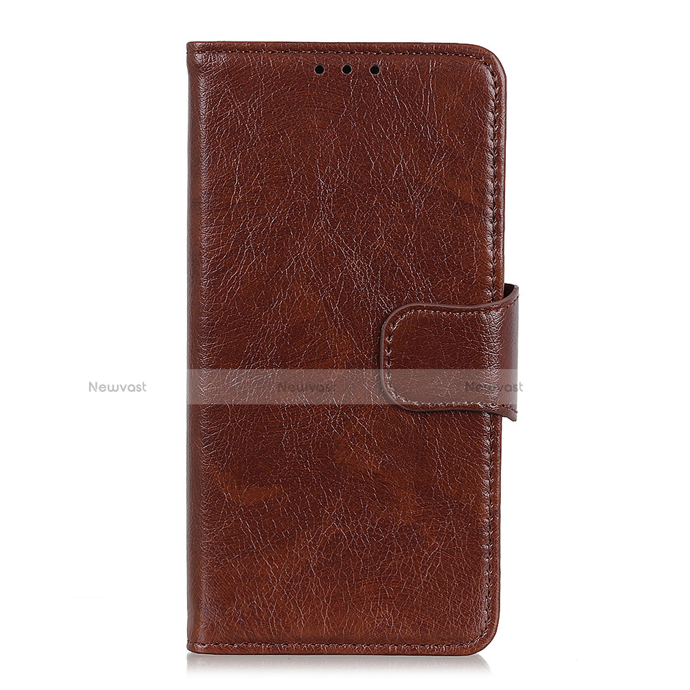 Leather Case Stands Flip Cover L04 Holder for Alcatel 3L Brown