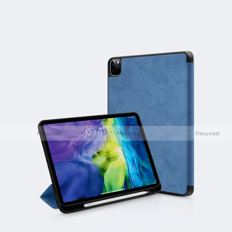 Leather Case Stands Flip Cover L04 Holder for Apple iPad Pro 12.9 (2022) Blue