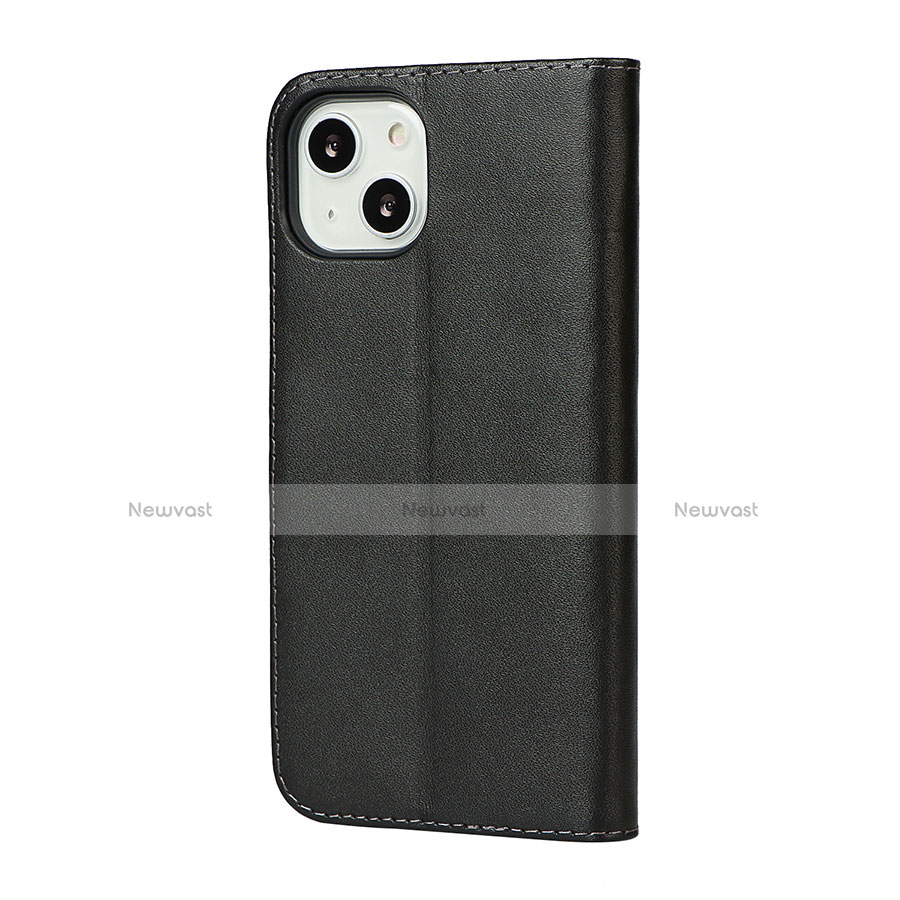 Leather Case Stands Flip Cover L04 Holder for Apple iPhone 13 Mini Black