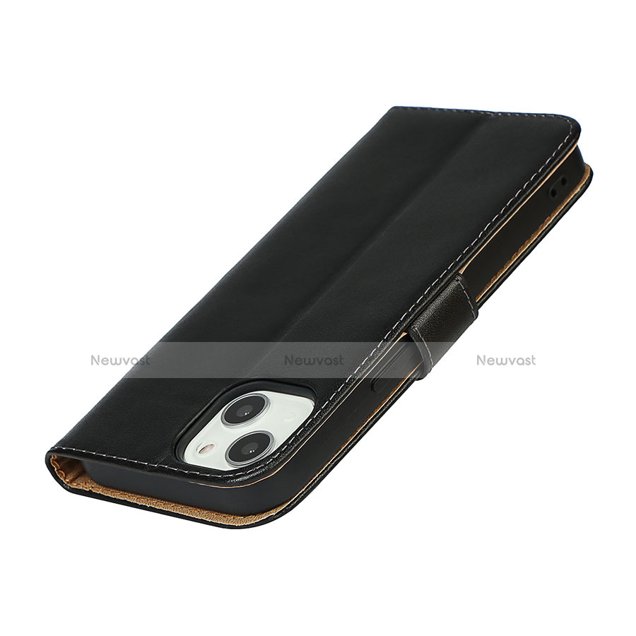 Leather Case Stands Flip Cover L04 Holder for Apple iPhone 13 Mini Black