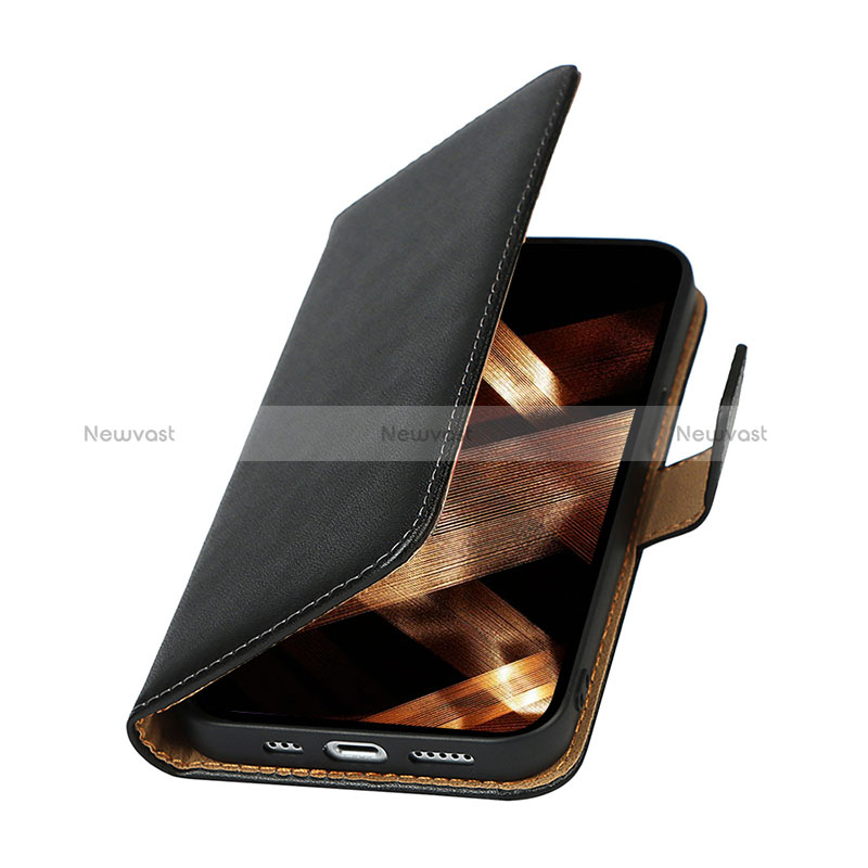 Leather Case Stands Flip Cover L04 Holder for Apple iPhone 14 Pro Max Black