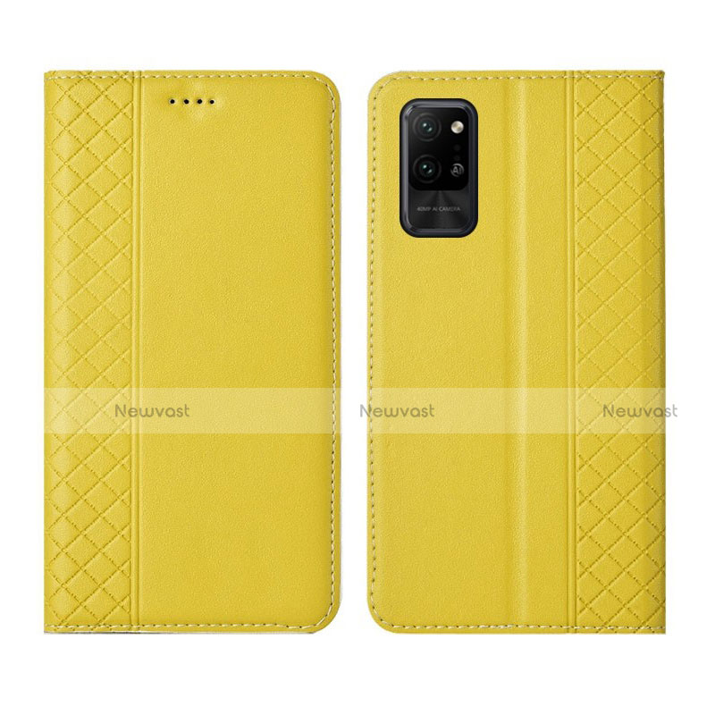 Leather Case Stands Flip Cover L04 Holder for Huawei Honor Play4 Pro 5G Yellow