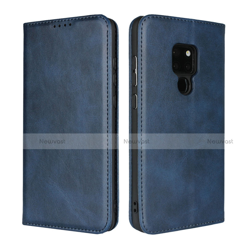 Leather Case Stands Flip Cover L04 Holder for Huawei Mate 20 Blue