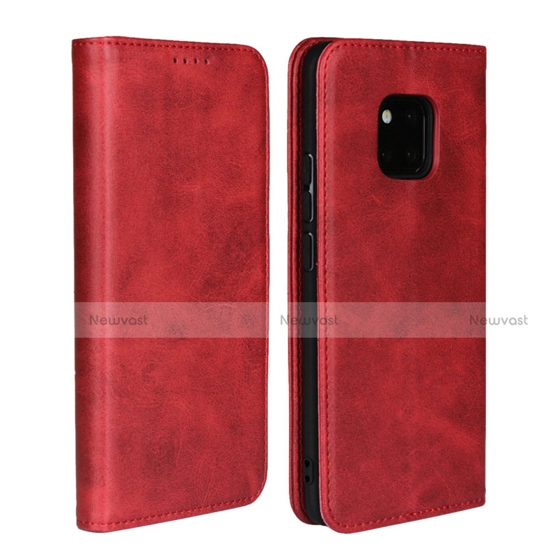 Leather Case Stands Flip Cover L04 Holder for Huawei Mate 20 Pro Red