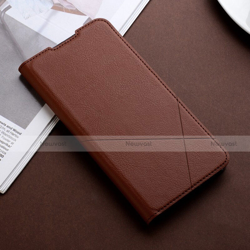 Leather Case Stands Flip Cover L04 Holder for Huawei Nova 4e Brown