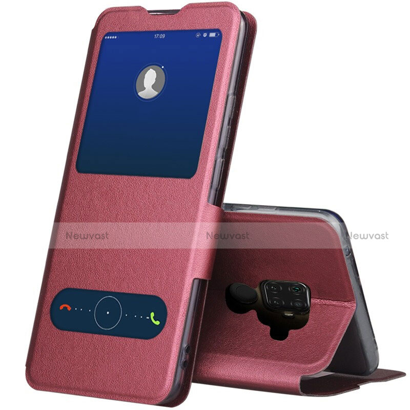 Leather Case Stands Flip Cover L04 Holder for Huawei Nova 5i Pro Red