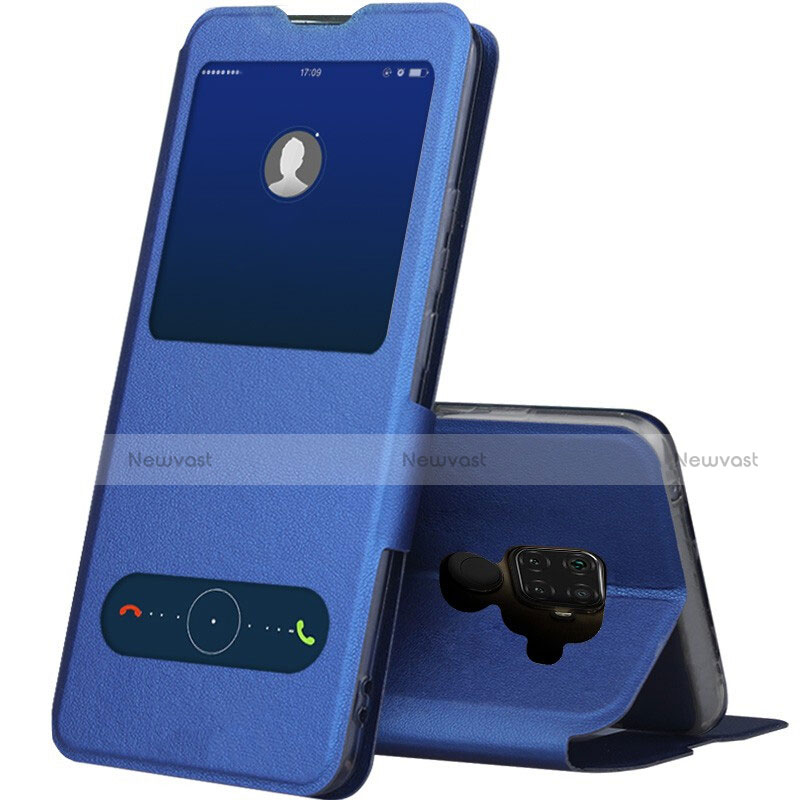 Leather Case Stands Flip Cover L04 Holder for Huawei Nova 5z Blue