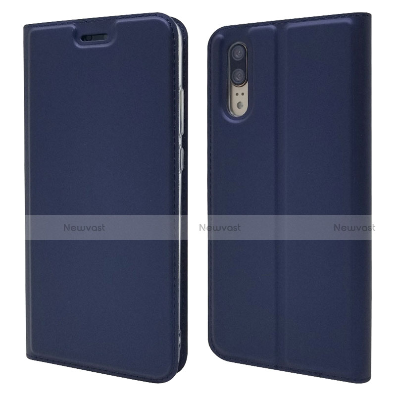 Leather Case Stands Flip Cover L04 Holder for Huawei P20 Blue