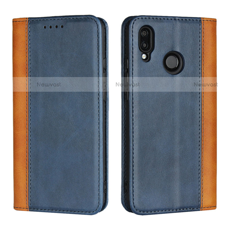 Leather Case Stands Flip Cover L04 Holder for Huawei P20 Lite Blue