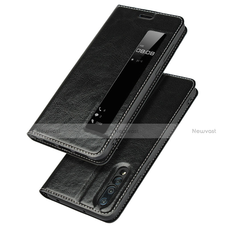 Leather Case Stands Flip Cover L04 Holder for Huawei P20 Pro Dark Gray