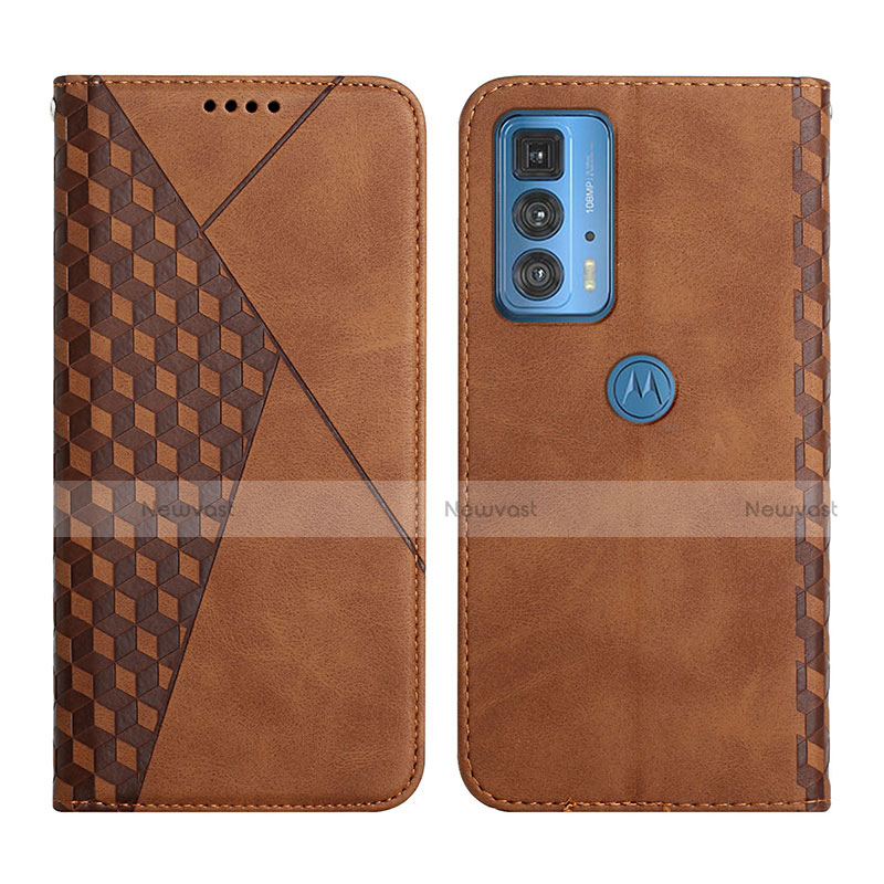 Leather Case Stands Flip Cover L04 Holder for Motorola Moto Edge 20 Pro 5G Brown