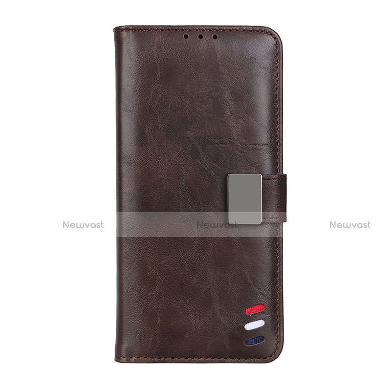 Leather Case Stands Flip Cover L04 Holder for Motorola Moto G9 Plus Brown