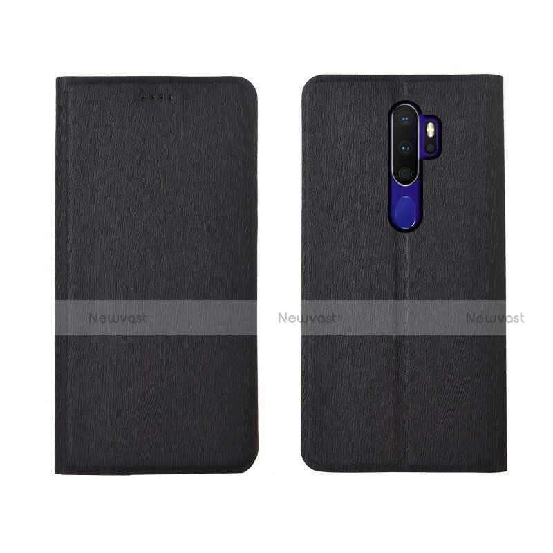 Leather Case Stands Flip Cover L04 Holder for Oppo A11 Black