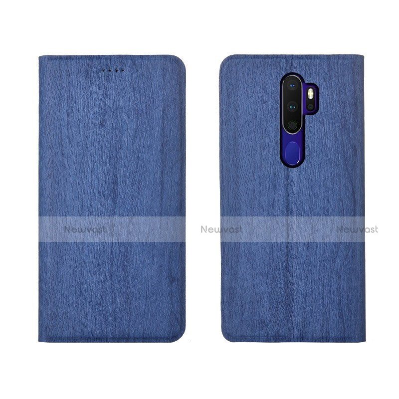 Leather Case Stands Flip Cover L04 Holder for Oppo A11 Blue