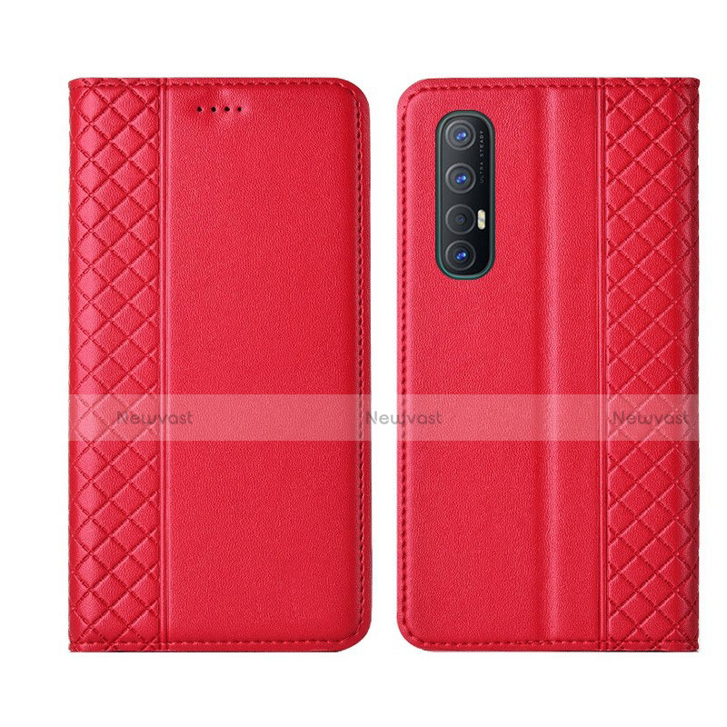 Leather Case Stands Flip Cover L04 Holder for Oppo Find X2 Neo Red