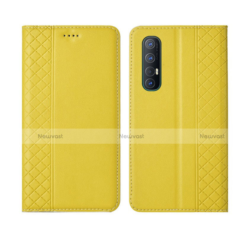 Leather Case Stands Flip Cover L04 Holder for Oppo Find X2 Neo Yellow