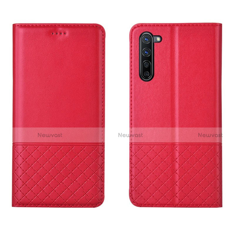 Leather Case Stands Flip Cover L04 Holder for Oppo K7 5G Red